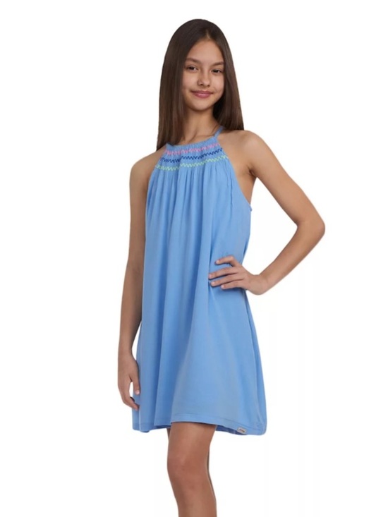 Hurley Other - Hurley Light Blue Smocked Halter Girls' Summer Dress sz 10-12 Easy Summer Beach